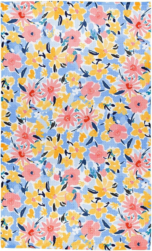 Modern Style Premium Kitchen Tea Towel Super Absorbent Fast Drying Microfiber Wildflower Meadow