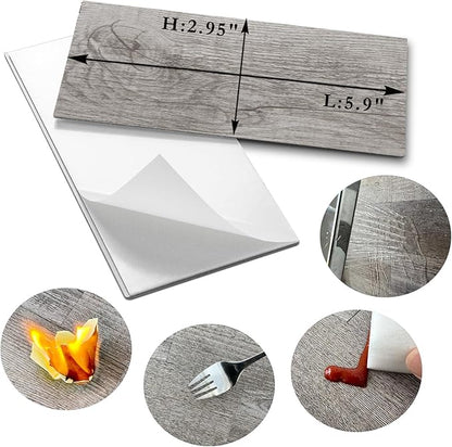 AULIGET 3" x 6" Subway Tile Peel and Stick Backsplash, Thick PVC Stick on Wall Tiles (4, Dover Gray Wood)