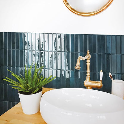 Smart Tiles Peel and Stick Backsplash - 5 Sheets of 11.43 x 9 - 3D Adhesive Peel and Stick Tile Backsplash for Kitchen, Bathroom, Wall Tile Agadir Blue