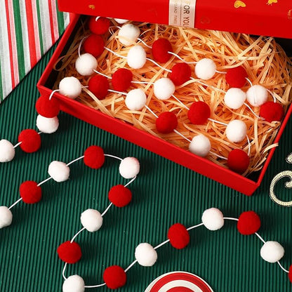 MARFOREVER 4 Pack 26.3 Feet Red and White Christmas Decorations Christmas Pom Pom Garland 30 Balls Xmas Felt Ball Garland for Xmas School Classroom Mantel Wall Home Party Decor Hanging Ornaments