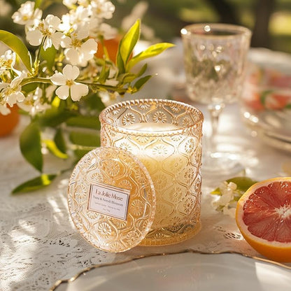 LA JOLIE MUSE Yuzu & Neroli Blossom Candle - Yuzu, Orange Blossom, Cedarwood | 6 oz Natural Soy Wax | 40 Hours Clean Burn | Citrus Scented Candle | Gift-Ready for Hosts & Gatherings