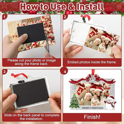 COCHIE 2025 Merry Christmas Photo Frame Ornament for Tree Stocking Hanging Decorations, Personalized Xmas Gifts, Picture Frame Christmas Keepsake (Xmas)