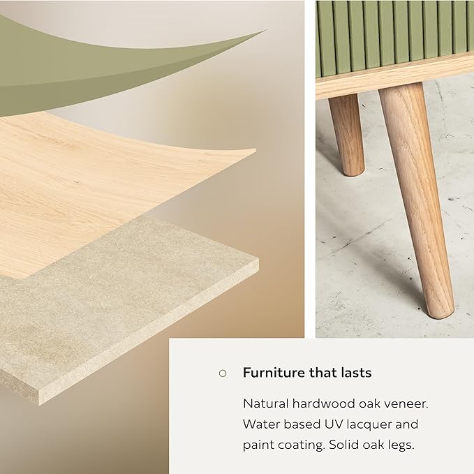 WERMO 53'' Green Cabinet with Doors and Shelves - Green TV Stand, Modern Media Console Table with Storage, Buffet Sideboard Storage Accent Cabinet for Living Room, Office, Entryway and Bedroom (Oak)