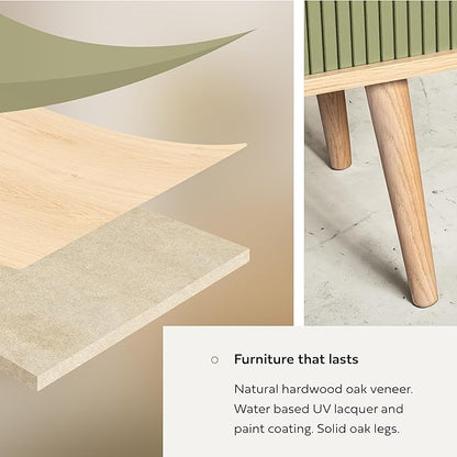 WERMO 53'' Green Cabinet with Doors and Shelves - Green TV Stand, Modern Media Console Table with Storage, Buffet Sideboard Storage Accent Cabinet for Living Room, Office, Entryway and Bedroom (Oak)