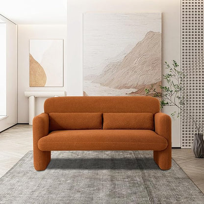 59.06'' Loveseat Sofa, 2 Seater Sherpa Fabric Love Seat Couch, Comfy Upholstered Modern Leisure Loveseat Couches with 2 Waist Pillow for Bedroom, Office, Living Room