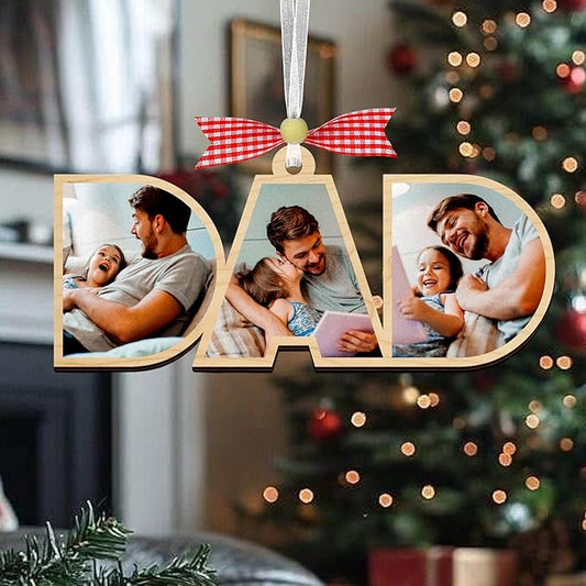 Custom Dad Photo Ornament 2025, Dads Christmas Ornaments, Papa Photo Collage, Personalized Wooden Family Ornament 2025, Special Dads Gift, for Papa, New Dad Gift