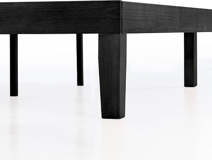 Mellow Naturalista Classic 12 Inch Solid Wood Platform Bed with Wooden Slats, Cal King, Black