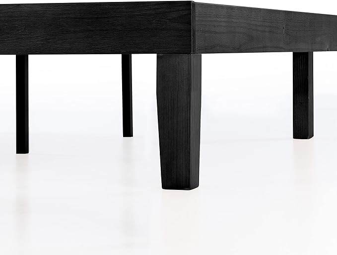 Mellow Naturalista Classic 12 Inch Solid Wood Platform Bed with Wooden Slats Full, Black