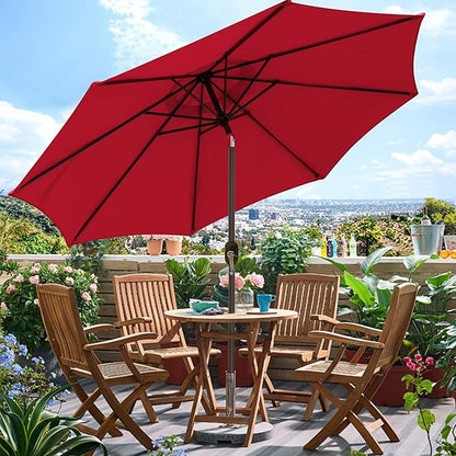 Blissun 9' Outdoor Patio Umbrella, Outdoor Table Umbrella, Yard Umbrella, Market Umbrella with 8 Sturdy Ribs, Push Button Tilt and Crank