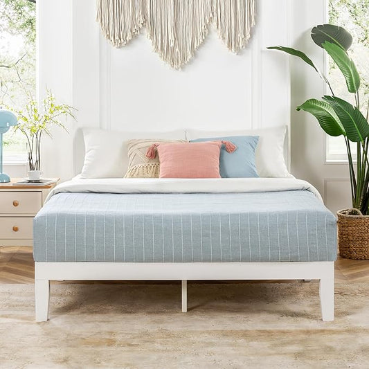 Mellow Naturalista Classic 12 Inch Solid Wood Platform Bed Queen, White