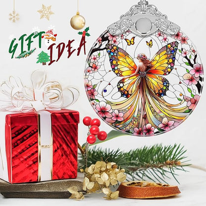 Stained Glass Suncatcher Ornament - Fairy Christmas Decorations - Christmas Ornaments for Tree - Holiday Present Ideas - Gift Exchange