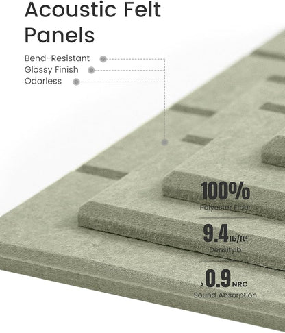 Bumusty Large Cork Board Alternative-36 x24 Felt Bulletin Board Tiles, with 30 Pushpins, 40 Adhesive Tabs, 6-Pack Slat Wall Paneling, Cork Boards for Office Push Pin Board Felt Board-Sage