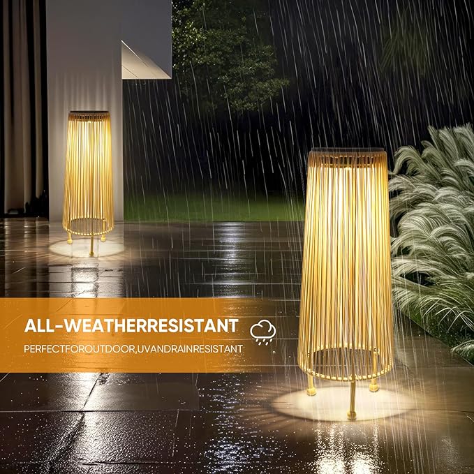 Outdoor Solar Floor Lamp, Upgraded Solar Patio Lamp, Brighter Outdoor Floor Lamp, Auto On/Off Patio Lamps Outdoor for Yard Garden Patio Pathway Lawn Decor 2Pack