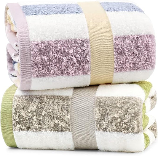 Jacquotha Stripe Shower Towels 2 Pack, Super Absorbent Quick Dry Bathroom Towels for Daily Use, Large Bath Towels