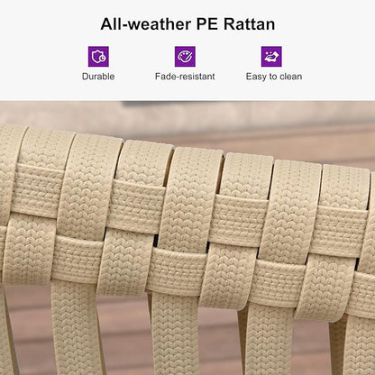 PURPLE LEAF 9 Pieces Outdoor Dining Set with Patio Aluminium Square Dining Table and Wicker Chairs Modern Furniture Cushions Sets for Backyard Indoor Decor Kitchen Teak