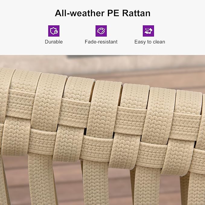 PURPLE LEAF 16 Pieces Outdoor Dining Set with Patio Aluminium Dining Table and Wicker Chairs Modern Furniture Cushions Sets for Backyard Indoor Decor Kitchen Teak