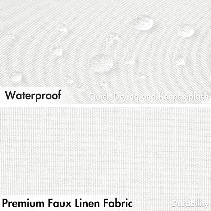 MIULEE White Scalloped Shower Curtain Linen Textured with 12 Metal Hooks Cute Heavy Duty Washable Waterproof Thick Cloth Shower Curtains with Black Border for Bathroom Hotel Bathtub,W72*L72