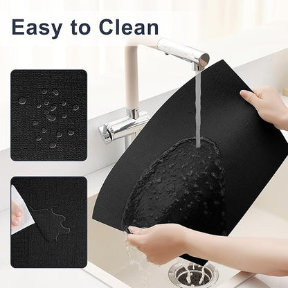 Homaxy Round Table Placemats Set of 6, Washable Wedge Shaped Faux Leather Table Mats, Wipeable Kitchen Dinner Place Mats for Indoor Outdoor, Black