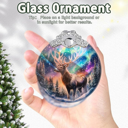Deer Ornaments for Christmas Tree, Stained Glass Christmas Ornaments and Xmas Tree Decorations, Gift Exchange