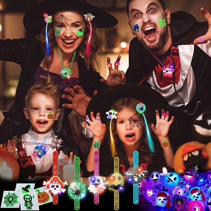 Halloween Party Favors for Kids, 84 Pack Glow in the Dark Toys Halloween Toys Bulk for Halloween Party School Classroom Prizes Goodie Bags Trick or Treats Gifts