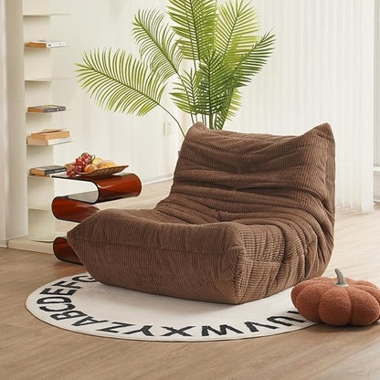 N&V Fireside Chair Mid Century Armless Floor Sofa Corduroy Lounge Chair Foam Accent Chair, Brown Sugar