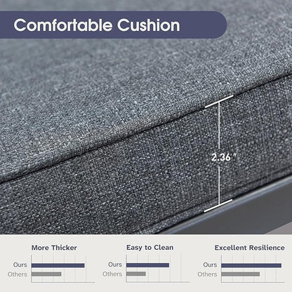 PURPLE LEAF 11 Pieces Patio Dining Table Set Wicker Outdoor Furniture Rectangular Table and Chairs Set for Garden Deck Aluminum Frame Backyard Kitchen Set, Cushions and Pillows Included Grey