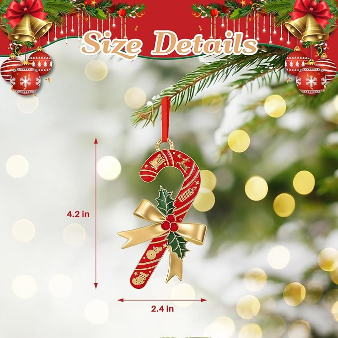 Candy Cane Christmas Ornaments 2025 for Holiday Party Decor, Metal Ornament for Home, Xmas Gift Cute Tree Decorations