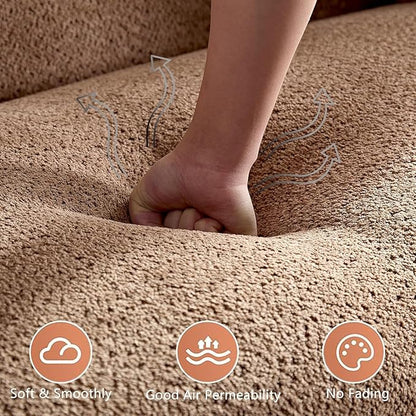 110" Modern Couch Curved Sofa for Living Room, Luxury Curved Sectional Sofas, Upholstered Boucle 3-Seater Loveseat, Minimalist Couches for Office Apartment, Camel