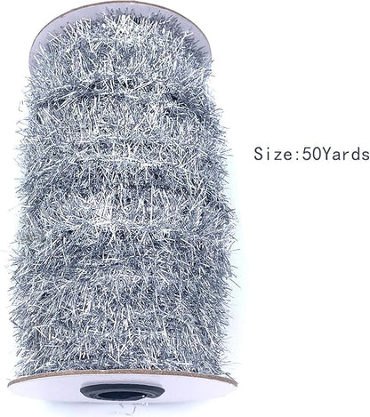 50 Yards Silver Metallic Tinsel Christmas Garland Tinsel Bibbon for Christmas Tree,Wedding Birthday Party Decorations Supplies (Silver)