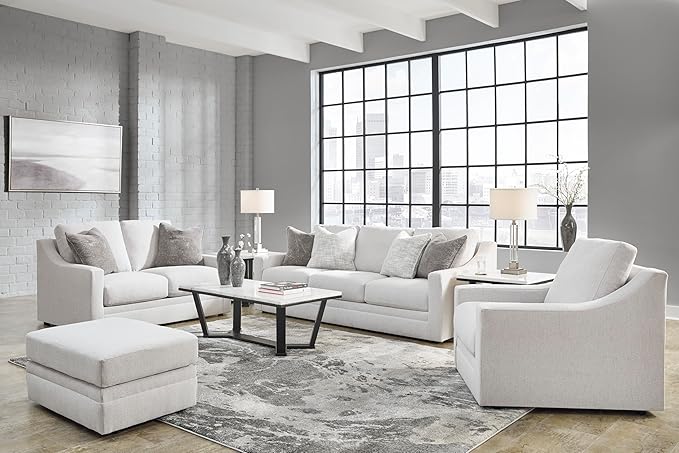 Signature Design by Ashley Maitelynn Contemporary Upholstered Chair with Non-Skid Legs, White