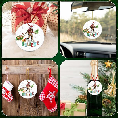 OASSIE Bigfoot Christmas Ornaments Gifts for Men Women - Ceramic Sasquatch Christmas Decorations 2025 - Big Foot Birthday Gifts for Friends, Stocking Stuffers for Men Women, White Elephant Gift Ideas