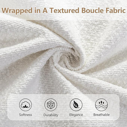 King Size Bed Frame, Upholstered Cloud Boucle Platform Beds Frames with Headboard, Anti-Collision Soft Rounded Corners Footboard, No Box Spring Required, Easy Assembly (43" Beige, King)