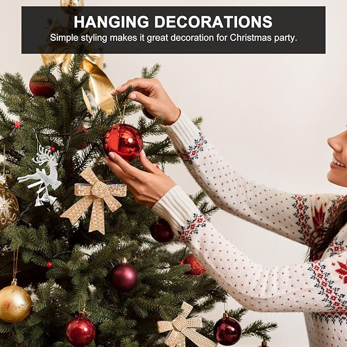 STOBOK Christmas Tree Bell Ornaments Xmas Bell Hollow Reindeer Hanging Decorations Wall Fireplace Window Hanging Christmas Party Supplies 6pcs (Silver)