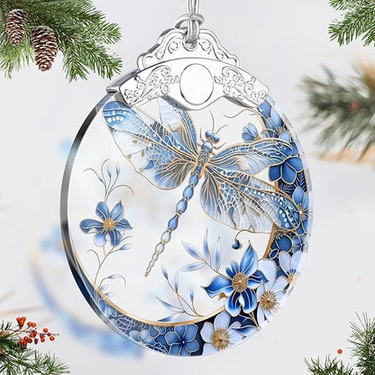 Stained Glass Dragonfly Ornaments, Dragonfly Christmas Decoration for Tree, Vintage Xmas Decorations Tree Ornaments