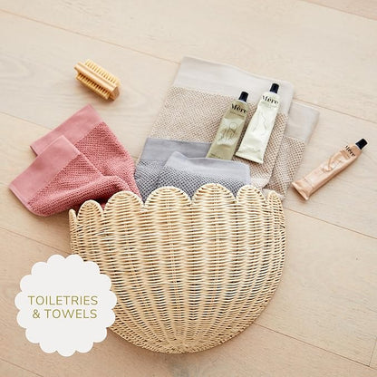 BEBE BASK Scalloped Wicker Wall Basket - The Original - Hand Woven Basket - Scalloped Décor Wall Hanging Baskets -16" x 10" x 7"In - Hanging Wall Basket (Natural)