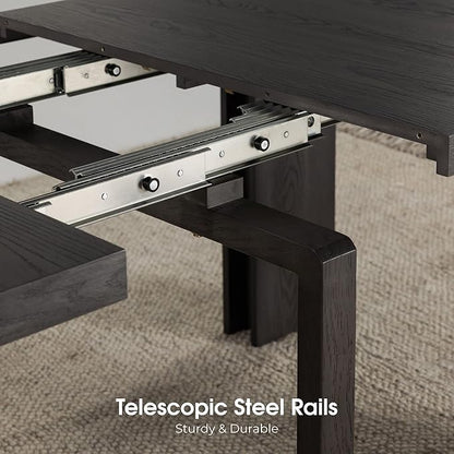 Transformer Expandable Dining Table for 2 to 12 with Coffee Table Panel Storage – Solid Wood Space-Saving Adjustable Dining Furniture (Black, Table + Coffee Table)