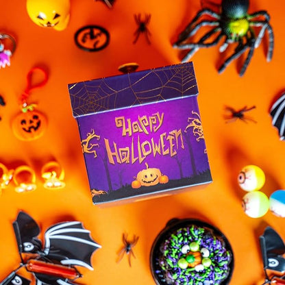 Send A Cake Wicked Halloween Explosion Gift Bundle – Spooky Surprise Box with Flying Bats, 3" Chocolate Witch Cauldron Cake, Music & Lights – Fun Halloween Treat for Kids & Adults