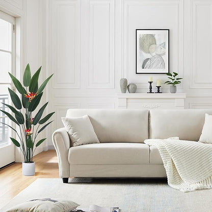 Artificial Bird of Paradise Plant 5 Ft Tall Fake Banana Leaf Plant for Indoors and Outdoors, Artificial Flowers, Faux Palm Tree with Plastic Pot for Office and Home Decor