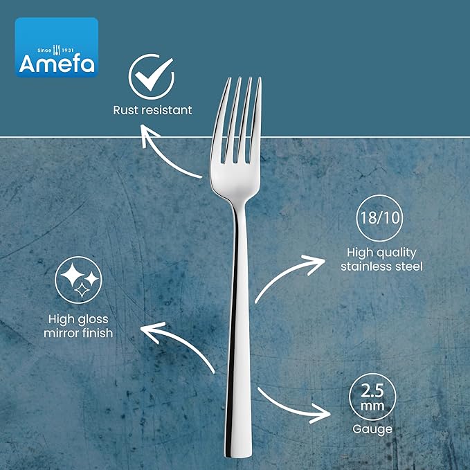 Amefa Moderno 20-piece 18/10 Stainless Steel Flatware Set, High Gloss Mirror Finish, Silverware Set Service for 4, Dishwasher Safe, Rust resistant Cutlery.