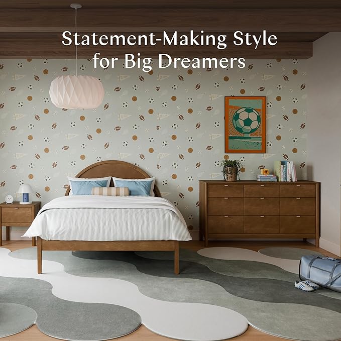 Babyletto Bondi Full Size Bed Frame - GREENGUARD Gold Certified - Full Size Platform Frame with Arched Headboard - Universal Mattress Fit - No Box Spring Needed - Durable Bedroom Furniture - Walnut