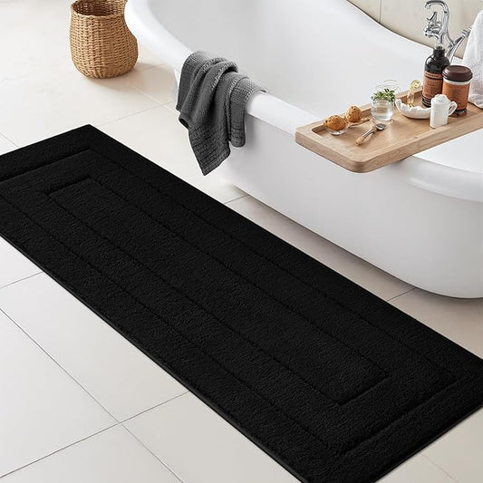 GRANNY SAYS Bathroom Rug Mat, Bath Mats for Bathroom Non-Slip, Super Soft and Water Absorbent, Extra Large Bath Rugs, Microfiber Bath Rugs for Floor, Tub and Shower, 71" x 24", Black