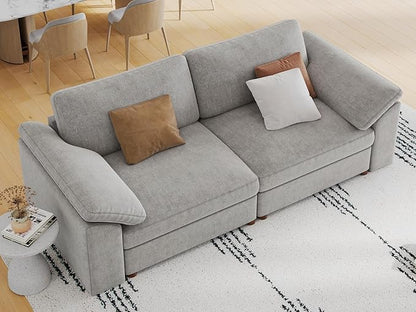 EASE MOOSE Modern Loveseat Sofa for Living Room, Comfty 2 Seat Solid Wood Frame Sofa, FSC Certified Modern Deep Seat Couch, Removable Cover,Light Gray