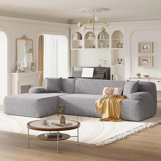 2 Piece Modular Sectional Sofa 109" L Shaped Couch, Grey