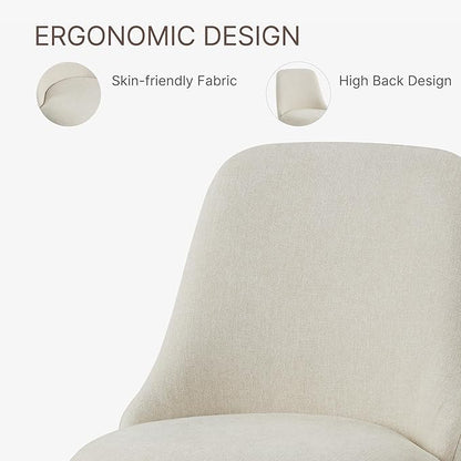 Swivel Dining Chair Mid Century Modern DeskChair High Back Upholstered Linen Fabric SideChair for Kitchen Diningroom Bedroom,Linen,2 Box