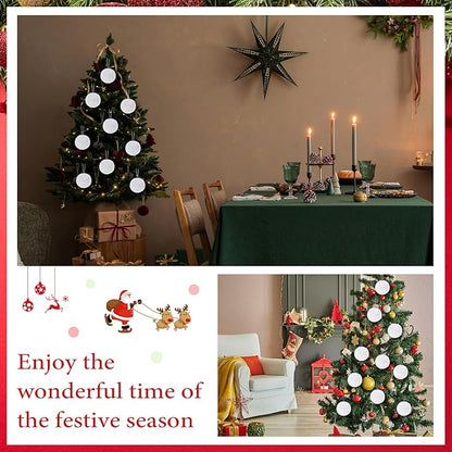 12Pcs Furry Christmas Ball Ornament for Xmas Tree White Soft Faux Fur Pom Pom Ball Ornaments Christmas Tree Hanging Decorations for Winter Party Home Decor Costume Supplies