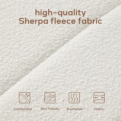 52.7" Bedroom Bench for End of Bed, Modern Upholstered Teddy Fabric Entryway Bench & Dining Bench, Footrest Stool Bench with Solid Wood Frame for Bedroom, Living Room (Beige)