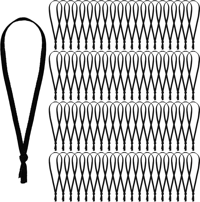 JUNEBRUSHS 300Pcs Christmas Ornament Ribbon Hangers, Hand Tied String Ties Ornament Loops Thin Ribbon for Ornaments Christmas Tree Hanging Decoration Black