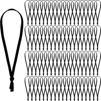 JUNEBRUSHS 300Pcs Christmas Ornament Ribbon Hangers, Hand Tied String Ties Ornament Loops Thin Ribbon for Ornaments Christmas Tree Hanging Decoration Black