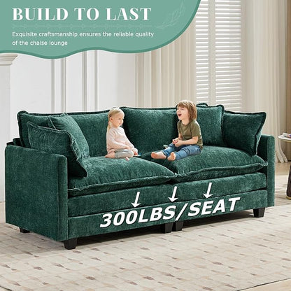SoarFlash 71.6" Chenille Sectional Sofa, Comfy Modular Loveseat Sofa, Modern 2-Seat Couch Deep Seat Sofa Set for Living Room,Green