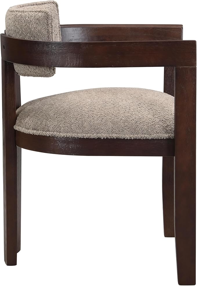 Christopher Knight Home Falcon Boucle Fabric Upholstered Dining Chairs Set of 2, Modern Wooden Dining, Curved Backrest Kitchen Side Chair,Living Room Extra Seat, Espresso